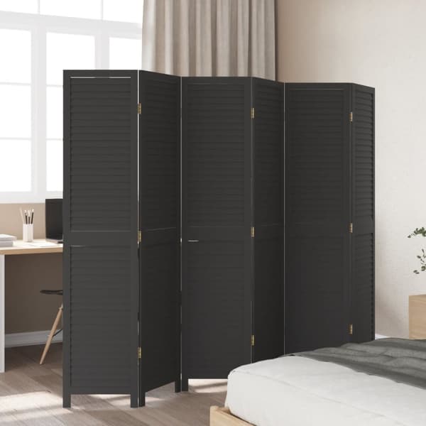 vidaXL Romdeler 6 paneler svart heltre keisertre