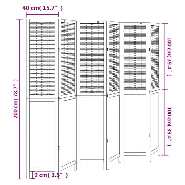 vidaXL Romdeler 6 paneler hvit heltre keisertre