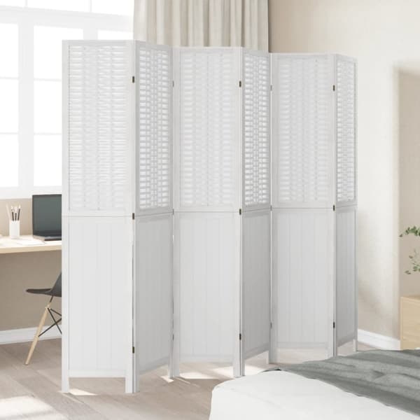 vidaXL Romdeler 6 paneler hvit heltre keisertre
