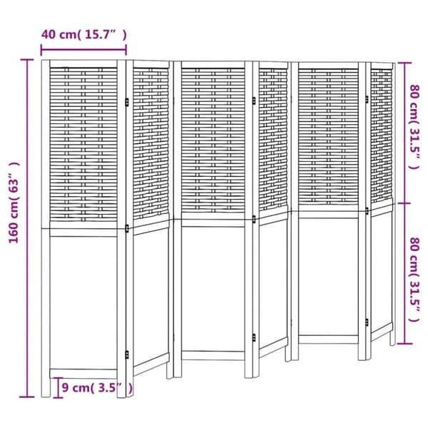 vidaXL Romdeler 6 paneler hvit heltre keisertre