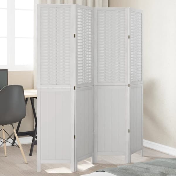 vidaXL Romdeler 4 paneler hvit heltre keisertre