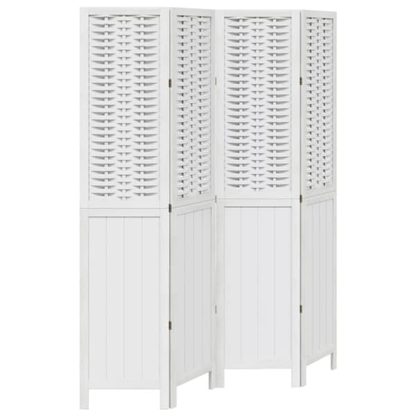 vidaXL Romdeler 4 paneler hvit heltre keisertre