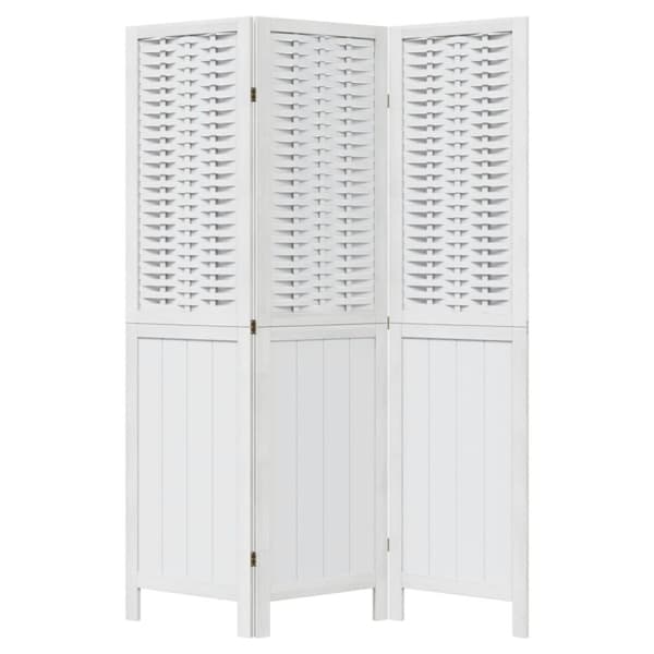 vidaXL Romdeler 3 paneler hvit heltre keisertre