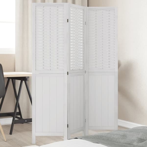 vidaXL Romdeler 3 paneler hvit heltre keisertre