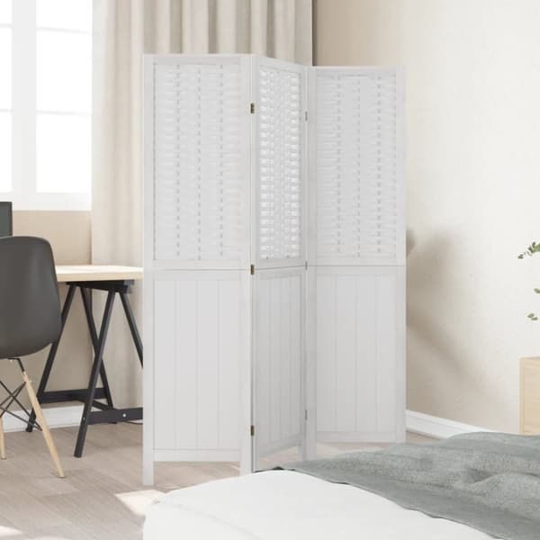vidaXL Romdeler 3 paneler hvit heltre keisertre
