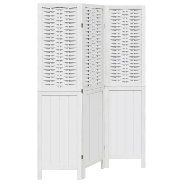 vidaXL Romdeler 3 paneler hvit heltre keisertre