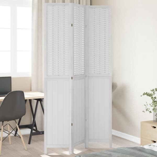 vidaXL Romdeler 3 paneler hvit heltre keisertre