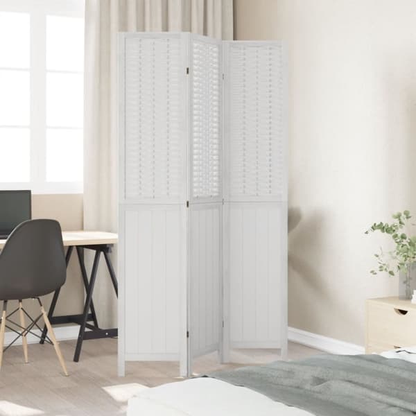 vidaXL Romdeler 3 paneler hvit heltre keisertre