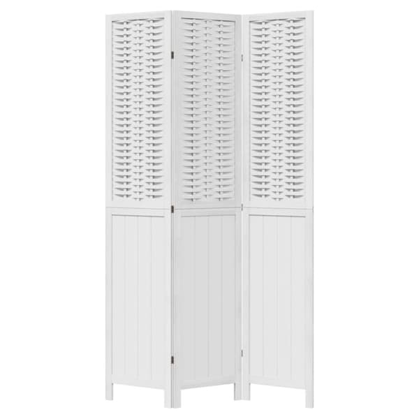 vidaXL Romdeler 3 paneler hvit heltre keisertre