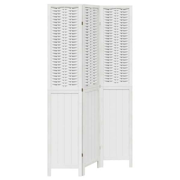 vidaXL Romdeler 3 paneler hvit heltre keisertre