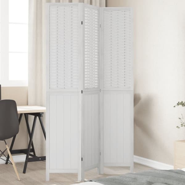 vidaXL Romdeler 3 paneler hvit heltre keisertre