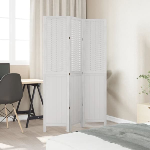 vidaXL Romdeler 3 paneler hvit heltre keisertre