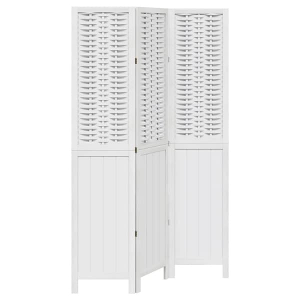 vidaXL Romdeler 3 paneler hvit heltre keisertre