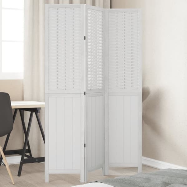 vidaXL Romdeler 3 paneler hvit heltre keisertre