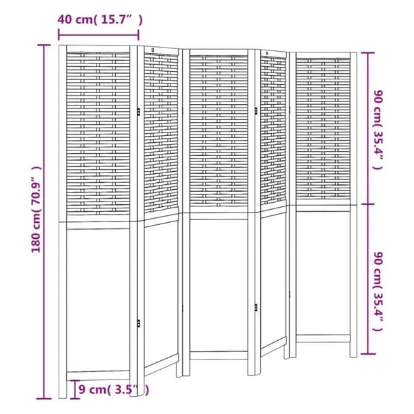 vidaXL Romdeler 5 paneler hvit heltre keisertre