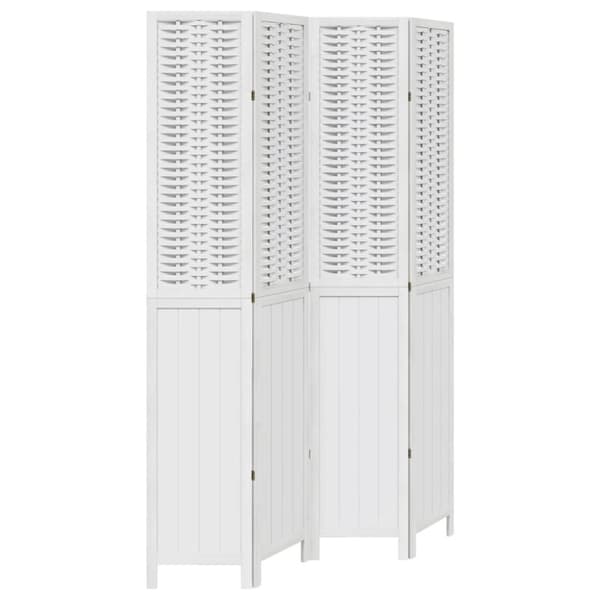 vidaXL Romdeler 4 paneler hvit heltre keisertre