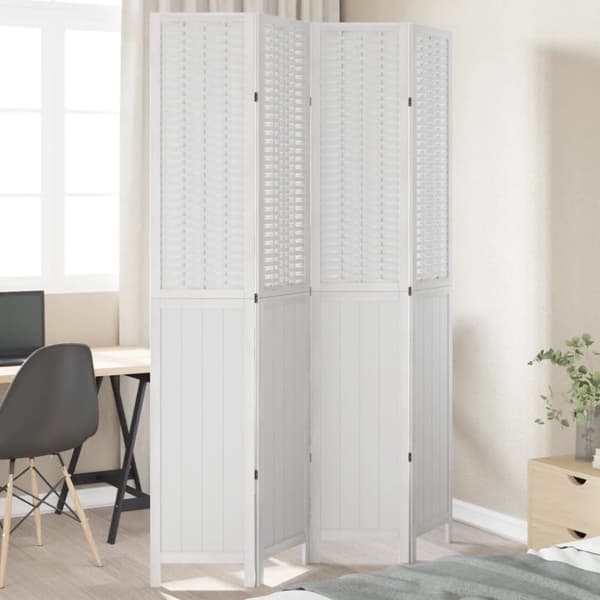 vidaXL Romdeler 4 paneler hvit heltre keisertre