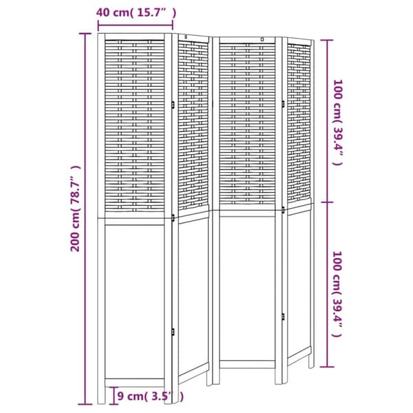 vidaXL Romdeler 4 paneler hvit heltre keisertre