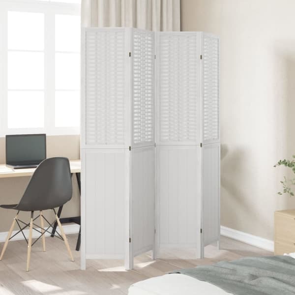 vidaXL Romdeler 4 paneler hvit heltre keisertre