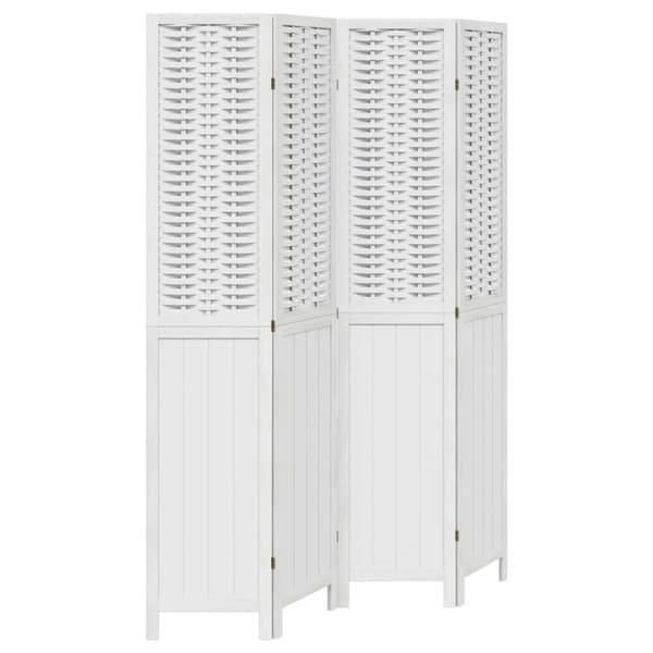 vidaXL Romdeler 4 paneler hvit heltre keisertre