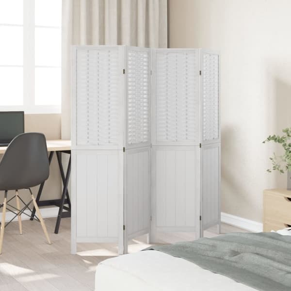 vidaXL Romdeler 4 paneler hvit heltre keisertre