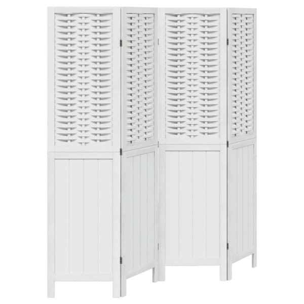 vidaXL Romdeler 4 paneler hvit heltre keisertre