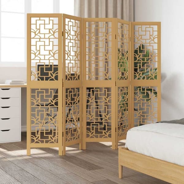 vidaXL Romdeler 5 paneler brun heltre keisertre