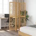 Miniatyrbilde 2 av 8: vidaXL Romdeler 3 paneler brun heltre keisertre
