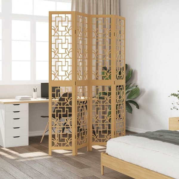 vidaXL Romdeler 4 paneler brun heltre keisertre