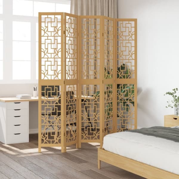 vidaXL Romdeler 5 paneler brun heltre keisertre
