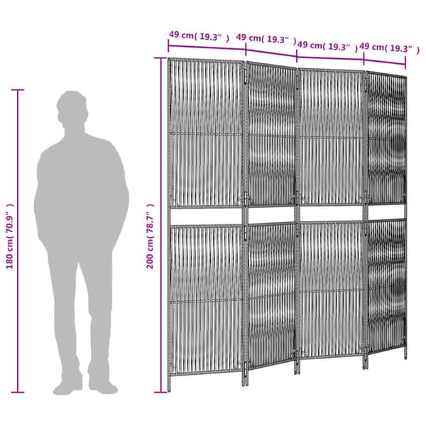 rumdeler 4 paneler polyrattan sort