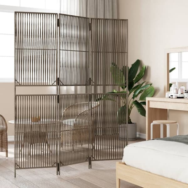 rumdeler 3 paneler polyrattan grå