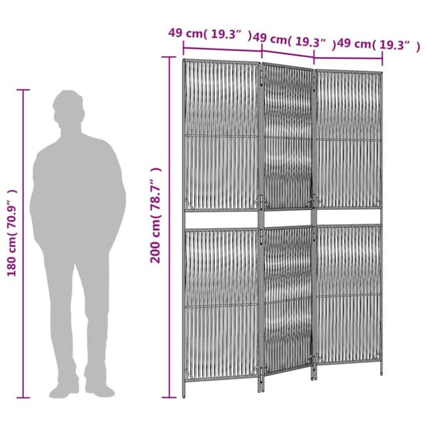rumdeler 3 paneler polyrattan sort
