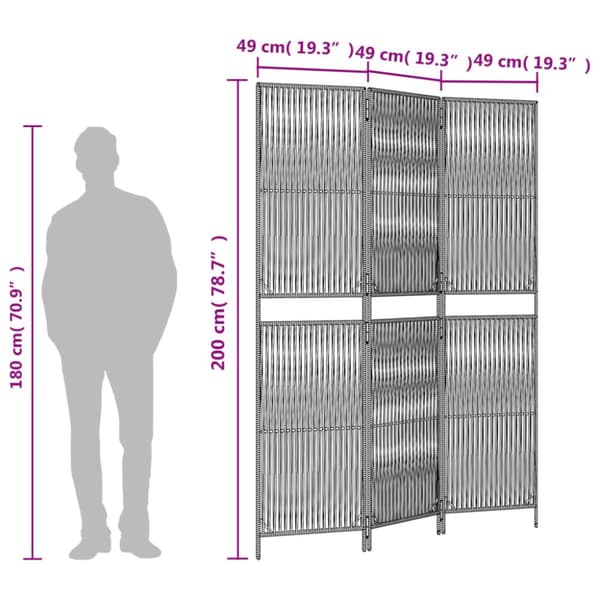 rumdeler 3 paneler polyrattan brun