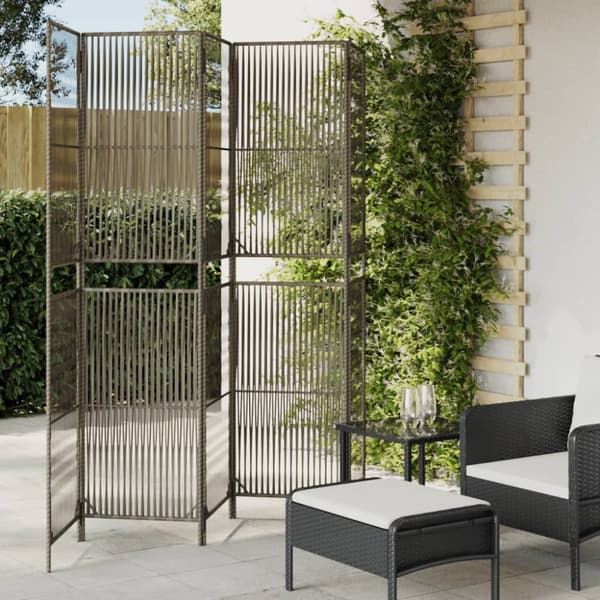 rumdeler 5 paneler polyrattan grå