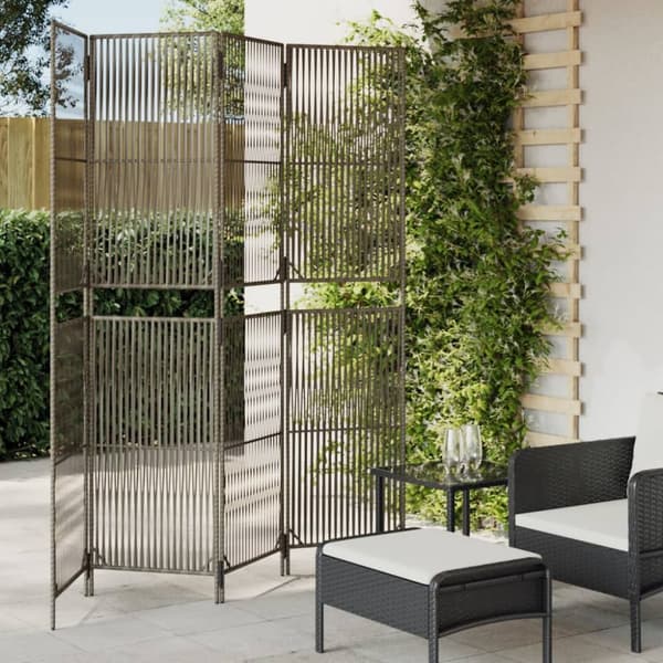 rumdeler 4 paneler polyrattan grå
