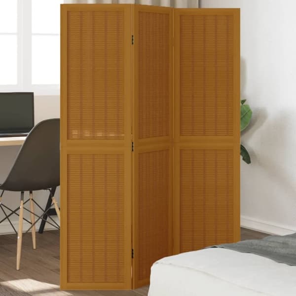 vidaXL rumdeler 3 paneler massivt kejsertræ brun