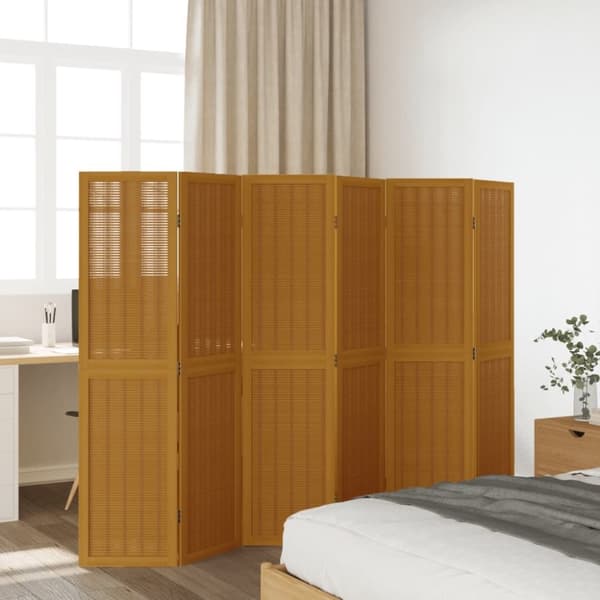 vidaXL Romdeler 6 paneler brun heltre keisertre