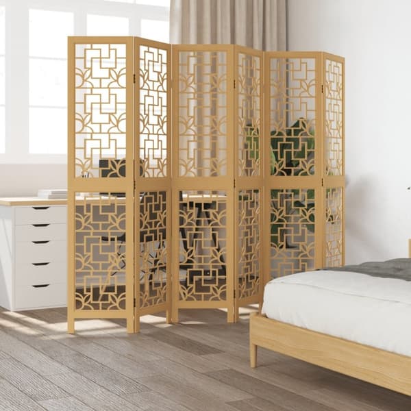 vidaXL Romdeler 6 paneler brun heltre keisertre