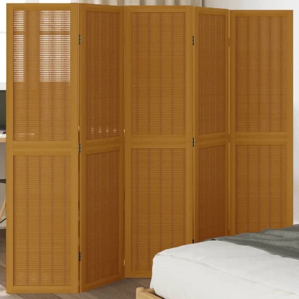 vidaXL Romdeler 5 paneler brun heltre keisertre