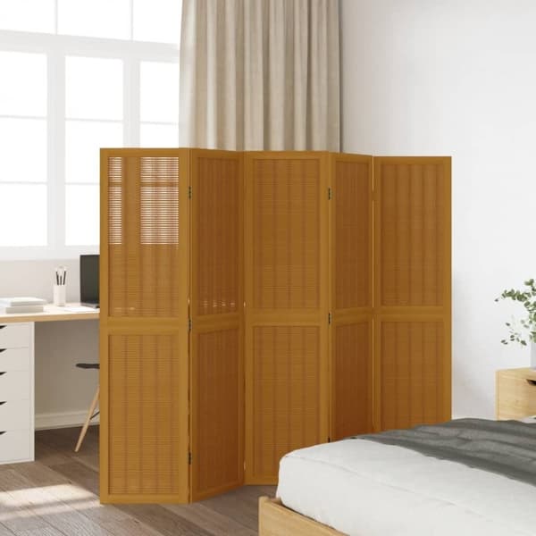 vidaXL Romdeler 5 paneler brun heltre keisertre