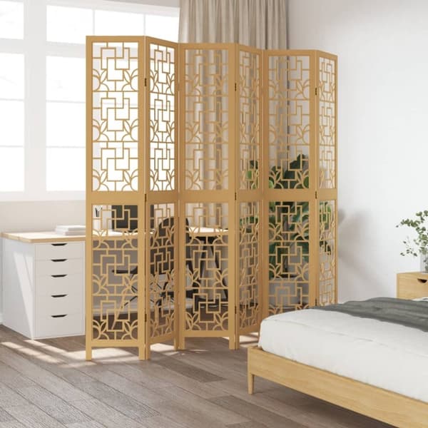vidaXL rumdeler 6 paneler massivt kejsertræ brun