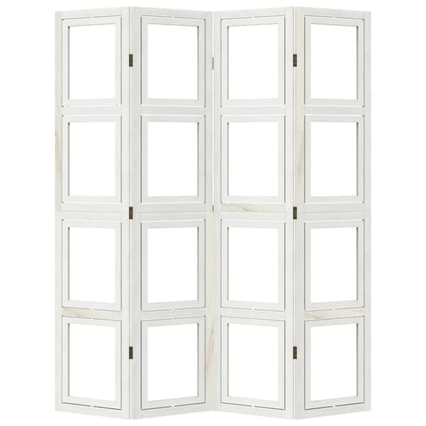 vidaXL Romdeler 4 paneler hvit heltre keisertre