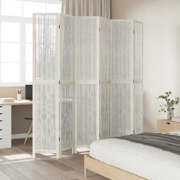 vidaXL Romdeler 6 paneler hvit heltre keisertre