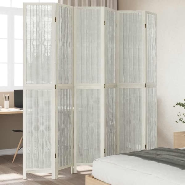 vidaXL Romdeler 6 paneler hvit heltre keisertre