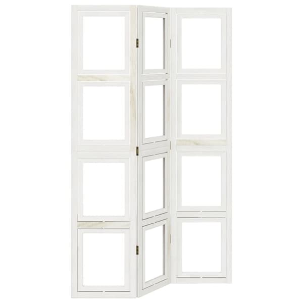 vidaXL Romdeler 3 paneler hvit heltre keisertre