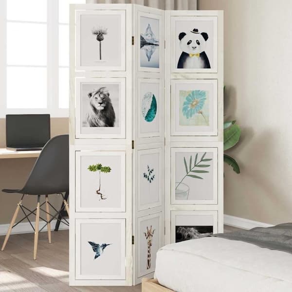 vidaXL Romdeler 3 paneler hvit heltre keisertre