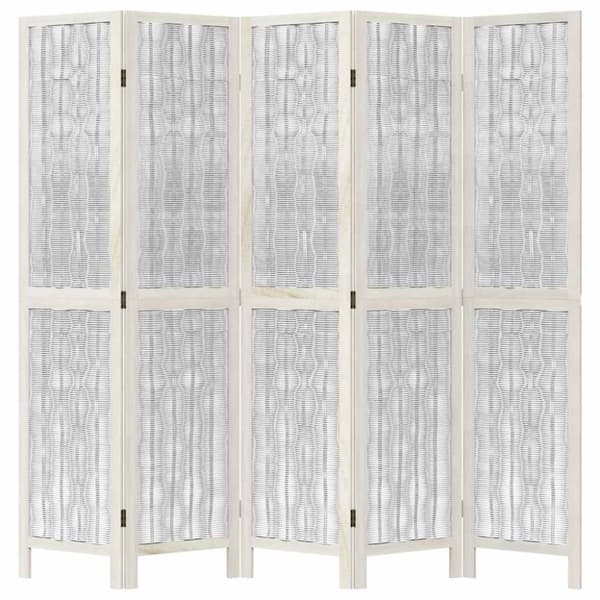 vidaXL Romdeler 5 paneler hvit heltre keisertre