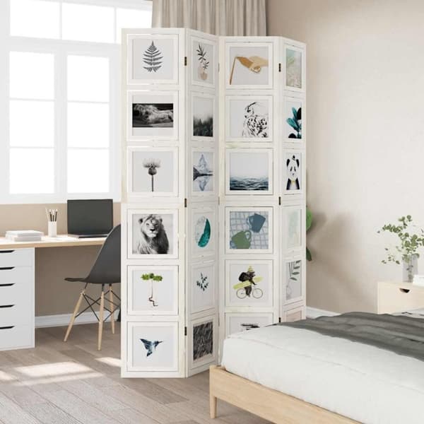 vidaXL Romdeler 4 paneler hvit heltre keisertre