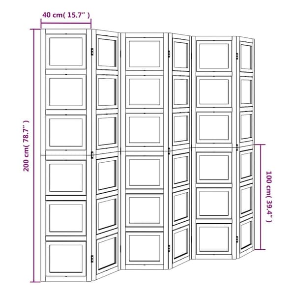 vidaXL Romdeler 6 paneler hvit heltre keisertre